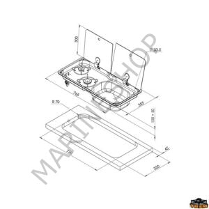 CAN FL1765 İki Kapaklı Evyeli Gömme Çiftli Ocak