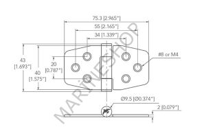 Menteşe Paslanmaz Çelik 76x40 mm