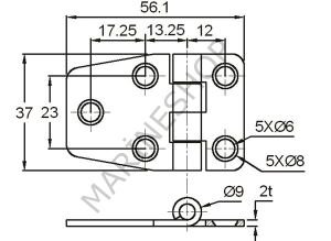 Menteşe Paslanmaz Çelik Kapaklı 37X56MM