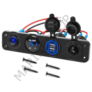 Karavan Tekne Yat için İkili 3.0 QC USB priz Çakmaklık Voltmetre paneli 12V su geçirmez araç şarj soketi hızlı şarj RV 12-24V