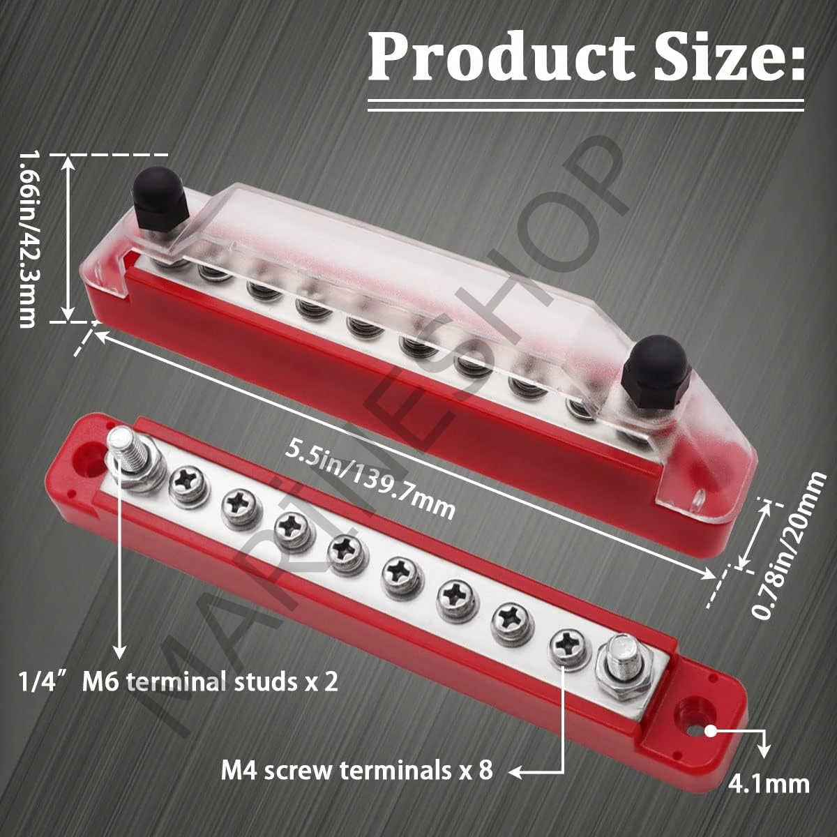 8'li Terminal Bara Çıtçıtlı Kapaklı (Syah+ Siyah) güç dağıtım Terminal bloğu 12-24-48v 300A