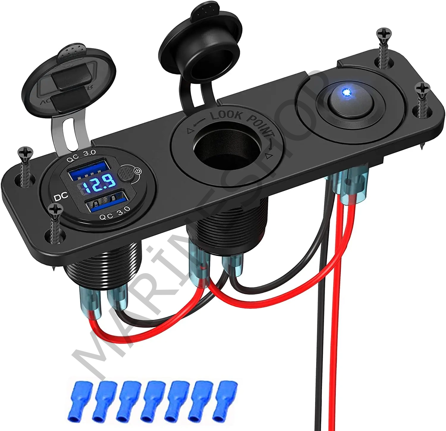 12 V Tekne su geçirmez şarj soketi 3 in 1 su geçirmez araba çift QC3.0 USB priz Panel 12 Volt RV güç soketi