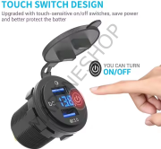 Çift USB araç şarj soketi QC3.0 hızlı hızlı şarj LED dijital voltmetre dokunmatik anahtarı 12-24V su geçirmez