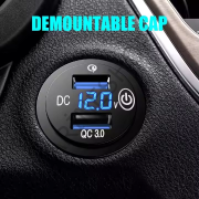 Çift USB araç şarj soketi QC3.0 hızlı hızlı şarj LED dijital voltmetre dokunmatik anahtarı 12-24V su geçirmez