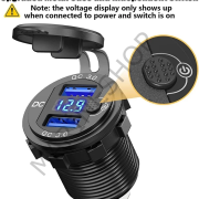 Çift QC3.0 Voltmetre ekran ile USB soket Cep telefonu şarj 18W Çıkış Soketi 12 24V