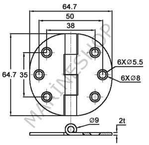 Kapaklı Menteşe 66.5*66.8mm