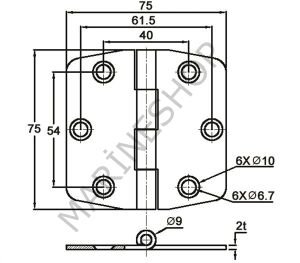 Kapaklı Menteşe 75mm*75mm