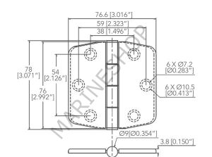 Kapaklı Menteşe 76X78mm