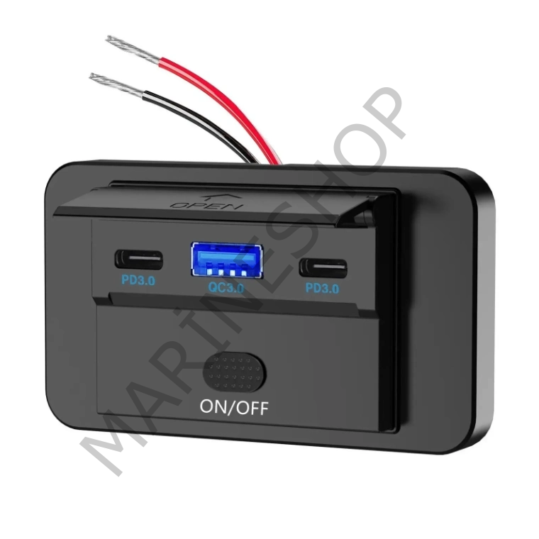 İki Usb Type-C Bir Usb Type-A Şarj Cihazı (Kapaklı ve On-Off Anahtarlı)