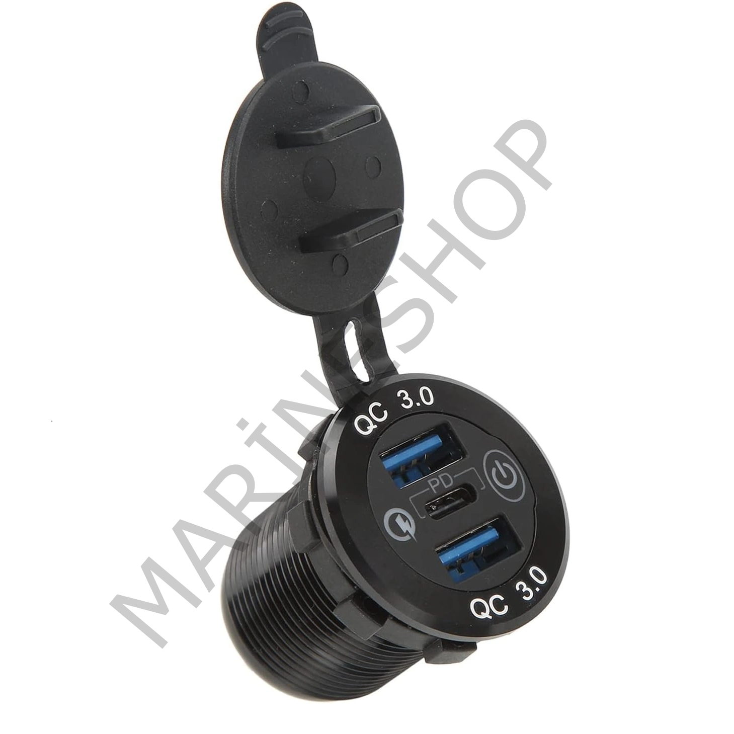 İki Usb Type-A  Şarj Cihazı  (Voltmetreli - On-Off Anahtarlı - Mavi Işıklı)