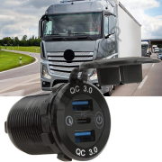 İki Usb Type-A  Şarj Cihazı  (Voltmetreli - On-Off Anahtarlı - Mavi Işıklı)