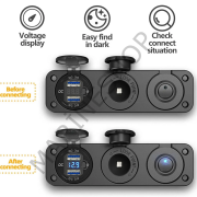 ARAÇ TEKNE ATV ÇİFT USB ŞARJ , ÇAKMAKLIK  ON/OFF ANAHTAR ÜÇLÜ SET