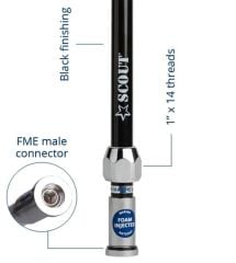 Scout Quick 2 Vhf Anteni Fiberglass 1.5 Metre Siyah