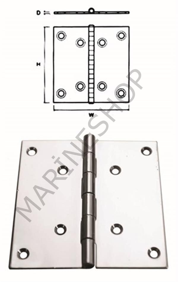 Menteşe Paslanmaz Çelik 100x100x2 mm