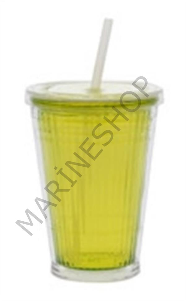 Gimex büyük bardak, pipetli limon yeşili