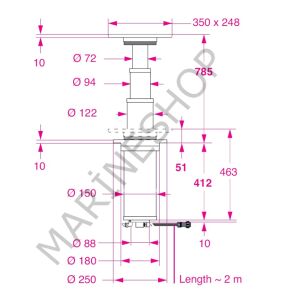 Barka Elektrikli Masa Ayağı. Gömme. 12V. 3 Kademe - 785mm
