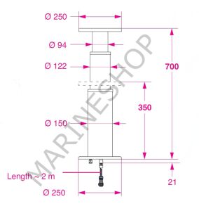 Barka Elektrikli Masa Ayağı, Siyah. 24V. 2 Kademe-700mm