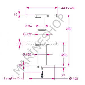 Barka Elekrikli, Kayar Plakalı Masa Ayağı. 12V. 2 Kademe-700mm