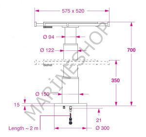 Barka Elektrikli, Kayar Plakalı Masa Ayağı 24V. 2 Kademe - 700mm