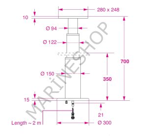 Barka Elektrikli Masa Ayağı 24V. 2 Kademe - 700mm