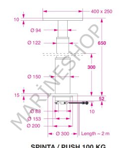 Barka Elektrikli Masa Ayağı, 24V. 2 Kademe - 650mm