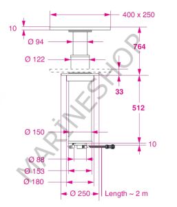 Barka Elektrikli Gömme Masa Ayağı. 24V. 2 Kademe - 764mm
