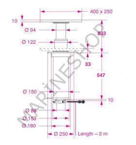 Barka Elektrikli, Gömme Masa Ayağı. 24V. 2 Kademe - 833mm