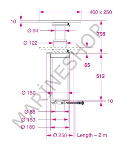 Barka Elektrikli, Gömme Masa Ayağı. Döner Plakalı.24V. 2 Kademe - 795mm