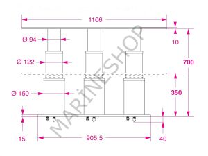 Barka Elektrikli Üçlü Masa Ayağı.24V.2 Kademe - 700mm