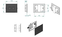 Planus Siyah Full Glass Touch Panel 2 Butonlu