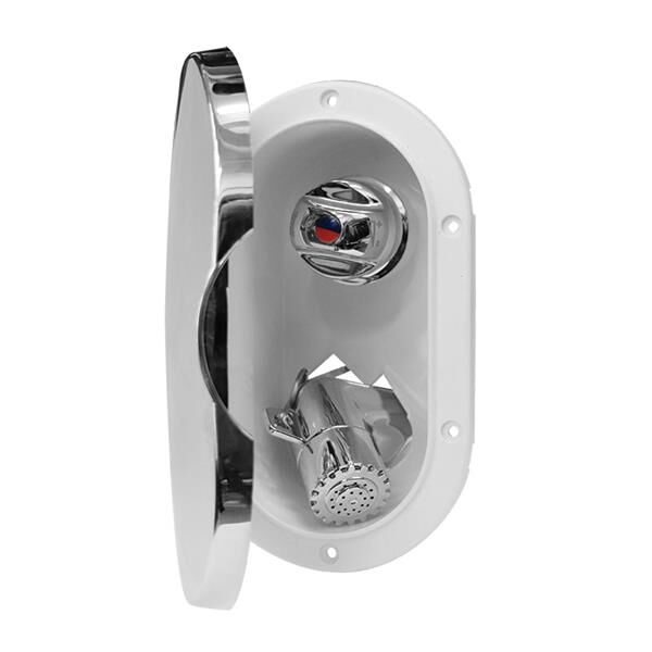 Hortumlu duş ve yuva. sıcak - soğuk krom kapak