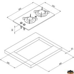 CAN PV1357 Çiftli Cam Yüzeyli Dikdörtgen Gömme Ocak