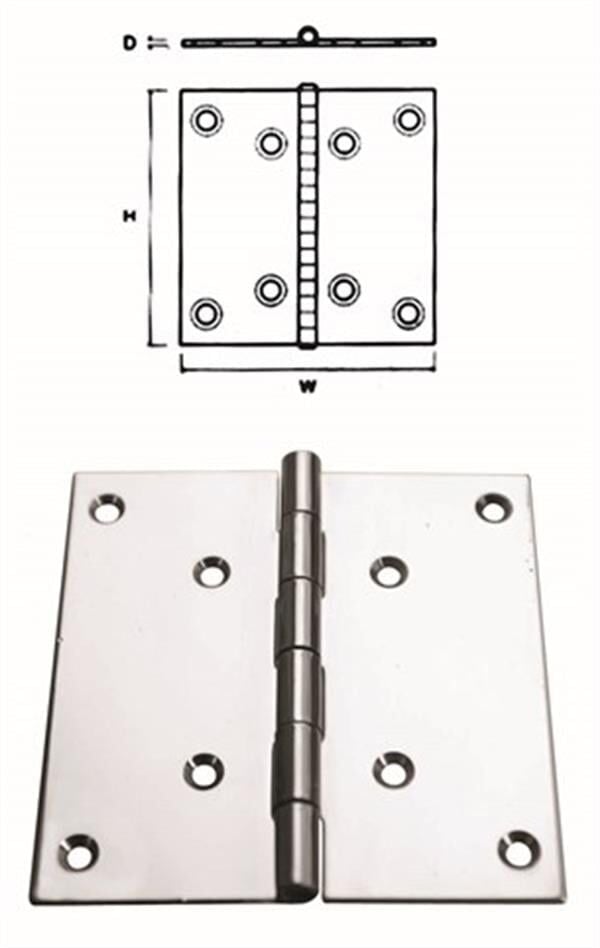 Menteşe Paslanmaz Çelik 100x100x2 mm