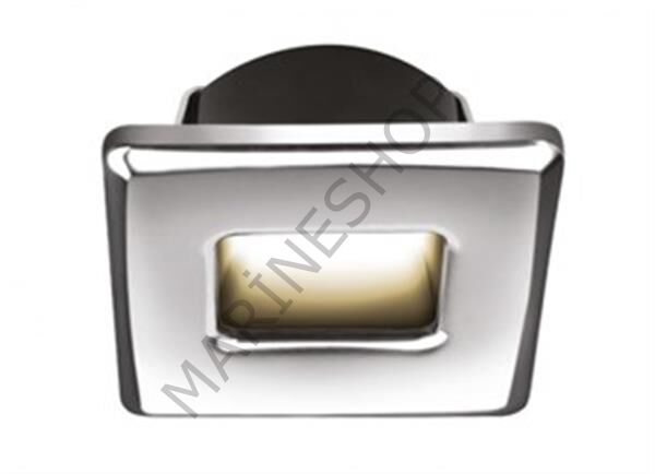 Ember Led Merdiven Lambası Mavi Kare, parlak krom 45x45 mm