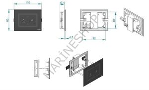 Planus Siyah Full Glass Touch Panel 2 Butonlu