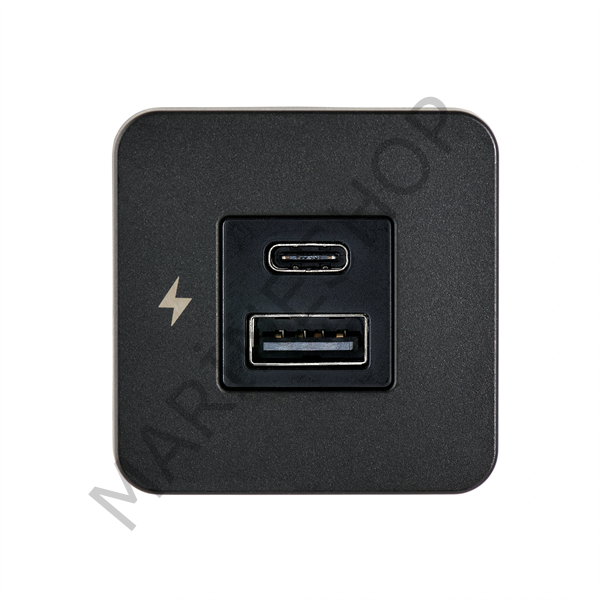 TILE-USB-A/USB-C ŞARJ SOKETİ, SİYAH ÇERÇEVE