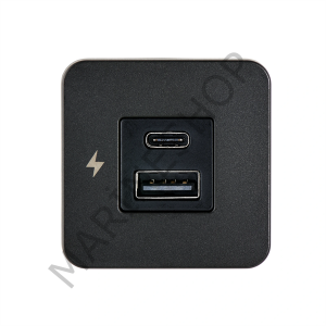 TILE-USB-A/USB-C ŞARJ SOKETİ, SİYAH ÇERÇEVE