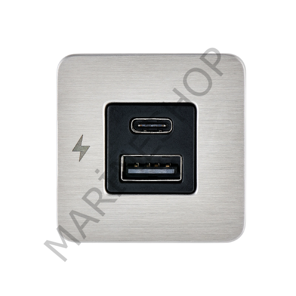 TILE-USB-A/USB-C ŞARJ SOKETİ, PASL. ÇERÇEVE